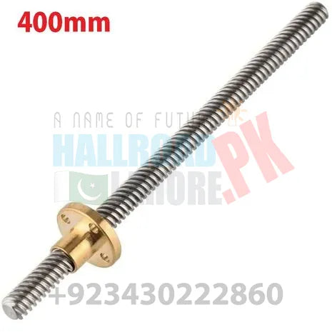 T8 400mmx8mm Screw Threaded Rod With Brass Nut