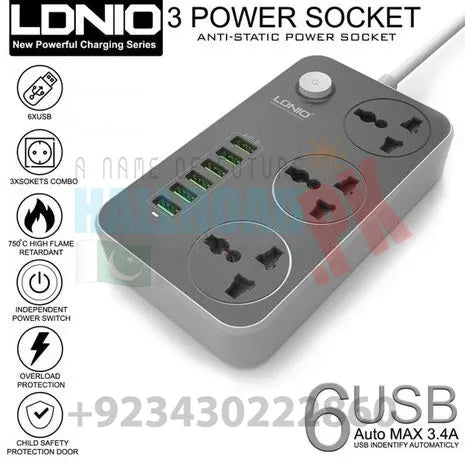 Extension Lead With 6 USB Mobile Charging Port SC3604