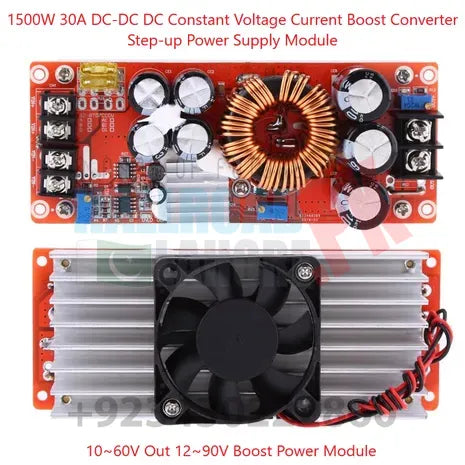 1500W 30A DC-DC DC Constant Voltage Current Boost Converter Step-up Power Supply Module 10~60V Out 12~90V Boost Power Module