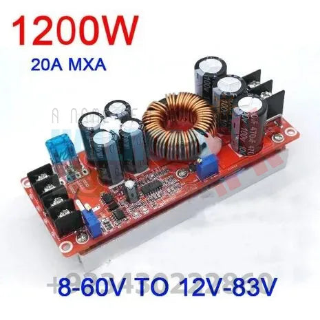 20A 1200W DC Converter Boost Step-up Power Supply Module 8-60V to 12-83V