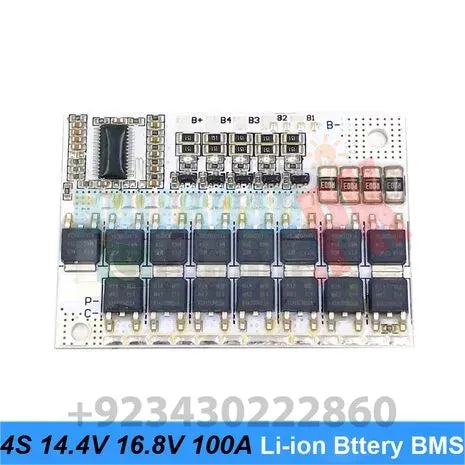 4S BMS 16.8V 100A BMS Lithium Battery Protection Board with Balance Module for 14.4V Screwdriver Battery