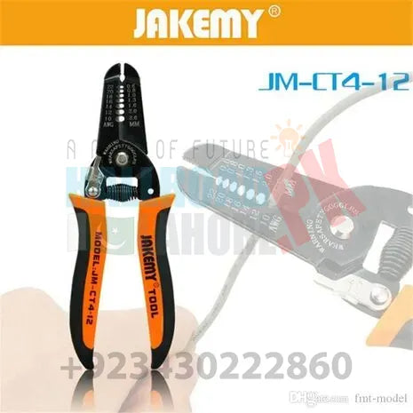 JAKEMY JM-CT4-12 Wire Stripper Clamp 7.0inch Wire Cable Side Cutter Cutting Snips Flush Pliers Nipper Terminal Crimping Tool