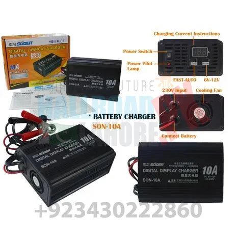 Suoer 10a 6v 12v Automatic Adaptive Digital Display Fast Battery Charger