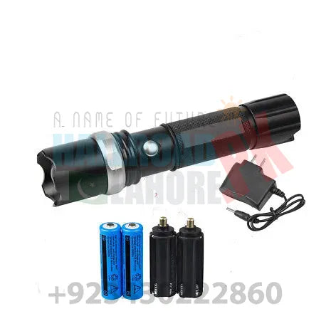Cree Q5 LED 380 lumen 3 Mode SWAT Police Dimmer Zoom LED Flashlight Torch with 2x 18650 Battery and Charger In Pakistan