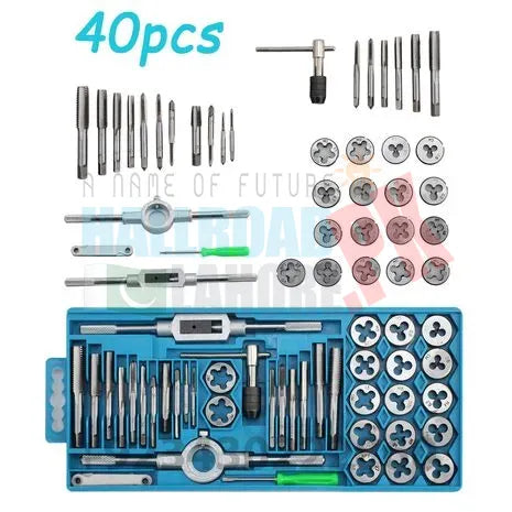 40Pcs Metric Tap Wrench and Die Pro Set M3-M12 Nut Bolt Alloy Metal Hand Tools