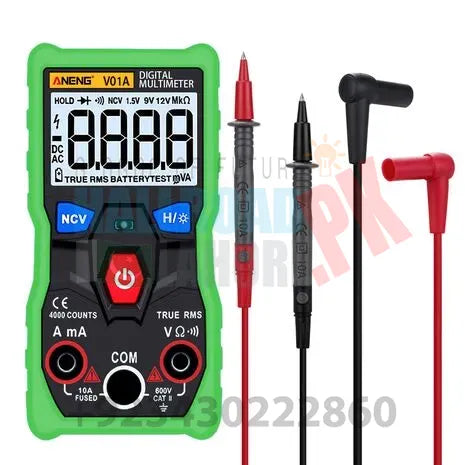 Digital True RMS Multimeter Tester Autoranging Automotriz Multimeter With NCV Data Hold LCD Backlight Flashlight Green Color