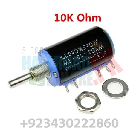 WXD3-13-2W-10k Ohm 2W 4mm Shaft Multi Turn Rotary Wire Wound Potentiometer