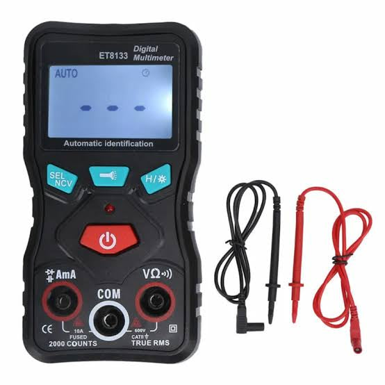 ET8133 Fully Automatic Identification Digital Multimeter True RMS Automatic Multimeter 2000 Counts Voltmeter Ammeter Buzzer Meter with Flashlight in Pakistan