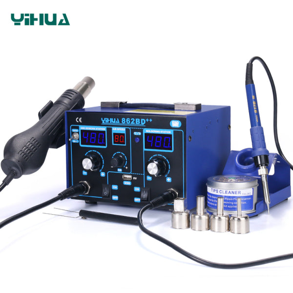 YIHUA 862BD++ 2 in 1 SMD BGA rework soldering station mobile phone laptop repair rework soldering station YH862BD++ in Pakistan