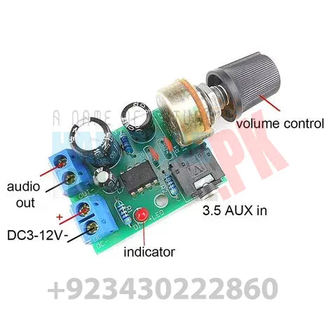 LM386 10W Audio Amplifier Board Mono 3.5mm DC 3-12V Volume Control Mini AMP Module Adjustable volume