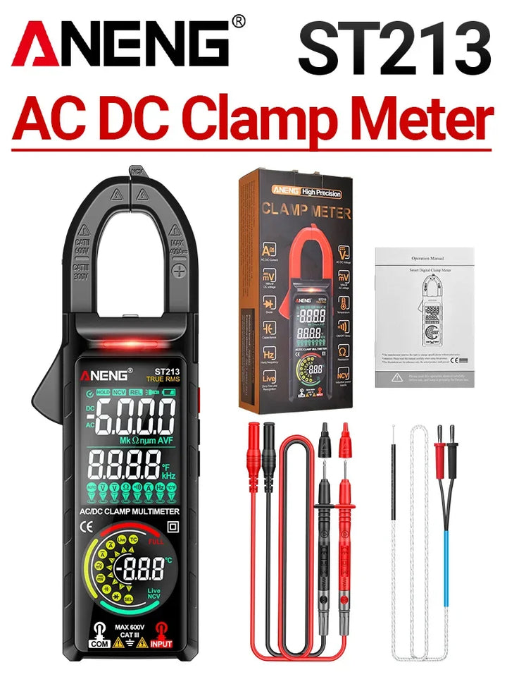 aneng-st213-clamp-meter-va-reverse-color-display-screen-multimeter-cat-iii-6000-count-true-rms-tester-dc/ac-voltage-current-tool