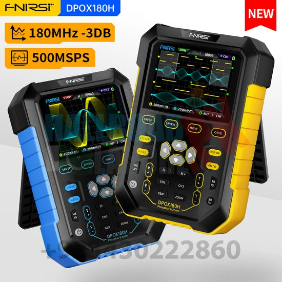 FNIRSI DPOX180H Dual Channel Handheld Digital Oscilloscope 180MHz-3DB 2 In 1 Function Signal Generator Fluorescence Display ZOOM