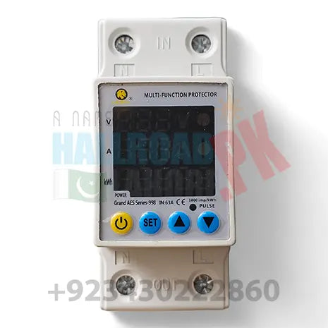 MORA 63A OVER AND UNDER VOLTAGE AND CURRENT PROTECTION RELAY with KWH 3 in 1 in Pakistan